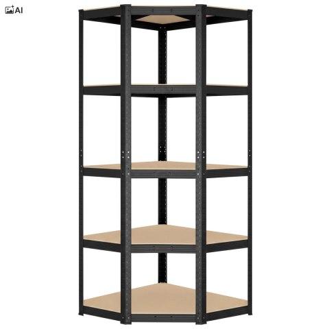 Regał magazynowy narożny 5 poziomów 875 kg 180x70x40 cm czarny