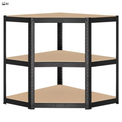 Regał magazynowy narożny 5 poziomów 875 kg 180x70x40 cm czarny