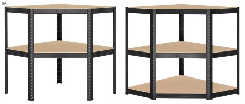 Regał magazynowy narożny 5 poziomów 875 kg 180x70x40 cm czarny