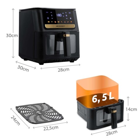 Frytkownica beztłuszczowa Air fryer + papier do pieczenia Berdsen BD-655 czarna