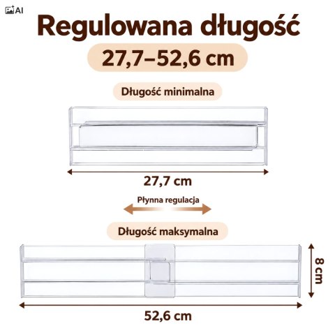 Zestaw 4 przegród plastikowych do szuflady Gilbert - przezroczysty