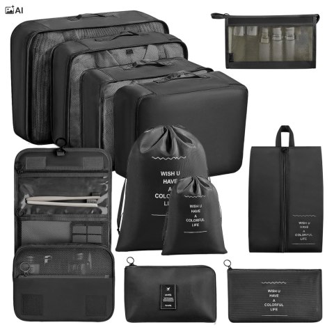 Zestaw organizerów podróżnych Crespo 11 - czarny