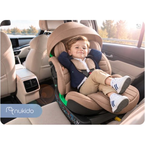 Fotelik samochodowy obrotowy z nogą Nukido Shelly 0-12 lat I-Size ISOFIX