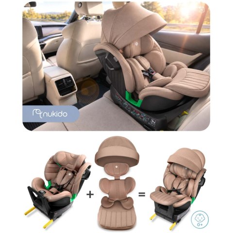 Fotelik samochodowy obrotowy z nogą Nukido Shelly 0-12 lat I-Size ISOFIX