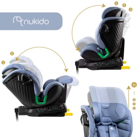 Fotelik samochodowy obrotowy z nogą Nukido Shelly 0-12 lat I-Size ISOFIX