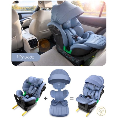 Fotelik samochodowy obrotowy z nogą Nukido Shelly 0-12 lat I-Size ISOFIX