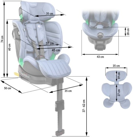 Fotelik samochodowy obrotowy z nogą Nukido Shelly 0-12 lat I-Size ISOFIX