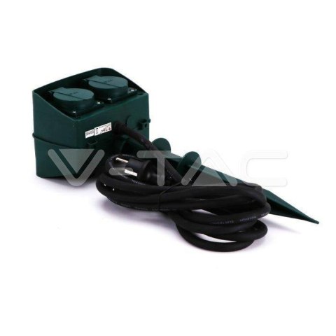 Gniazda ogrodowe V-TAC 4 gniazda 3m szpilka do wbijania IP44 schuko VT-1114-3