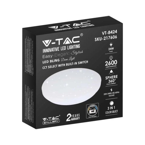 Plafon V-TAC 24W gwiazdy zmiana koloru CCT fi.350 VT-8424 3000K-6400K 2600lm