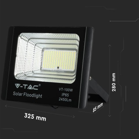 Projektor LED solarny V-TAC 35W czarny IP65 pilot timer VT-100W 4000K 2450lm