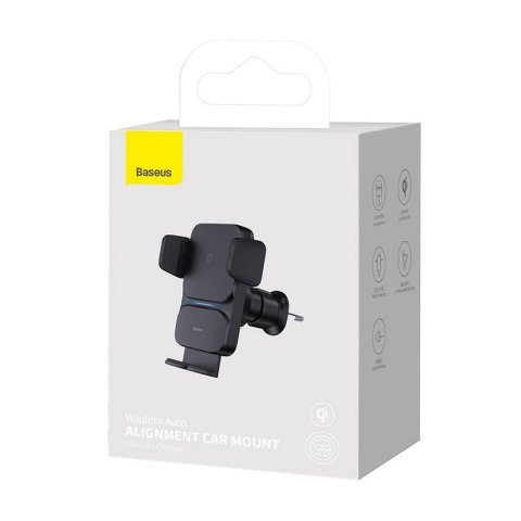 Automatyczny uchwyt samochodowy Baseus Wisdom na kratkę z ładowarką indukcyjną Qi (czarny)