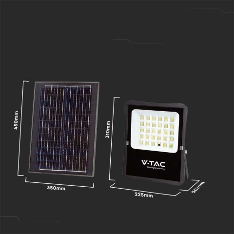 Projektor LED solarny V-TAC 20W pilot auto timer IP65 VT-55300 6400K 2400lm