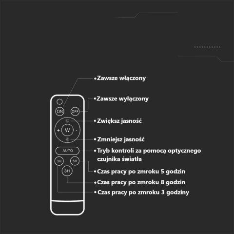 Projektor LED solarny V-TAC 20W pilot auto timer IP65 VT-55300 6400K 2400lm