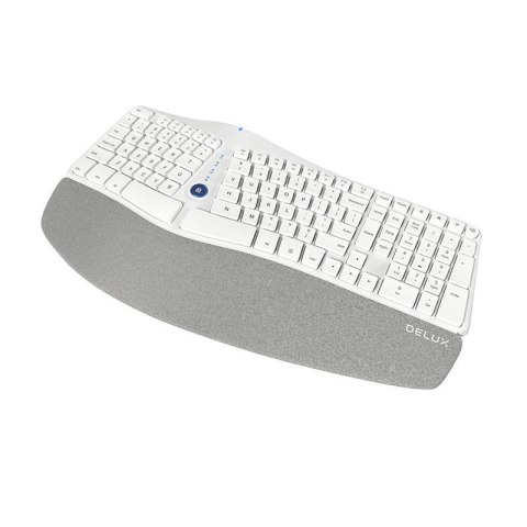 Ergonomiczna klawiatura bezprzewodowa Delux GM901D BT+2.4G (biała) (QWERTY)