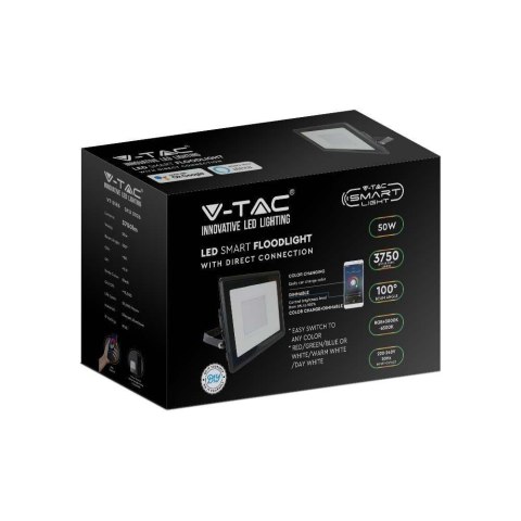 Projektor LED WI-FI V-TAC 50W czarny Z mufą smart Amazon Alexa Google Home VT-5185 RGB+3000K-6500K 3750lm