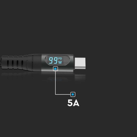 Przewód type C do typ C USB V-TAC 1Mb czarny high speed LCD 100W VT-5303