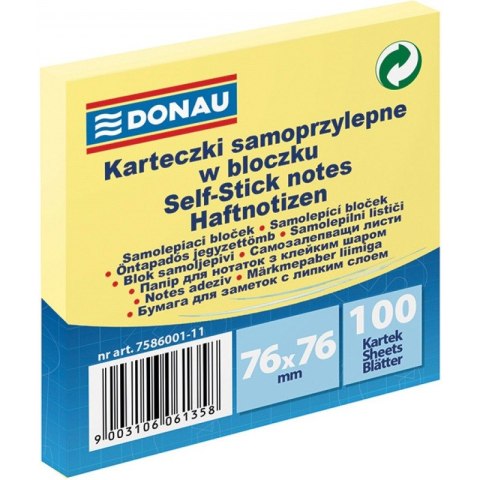 Karteczki Donau 76x76mm żółte (100)
