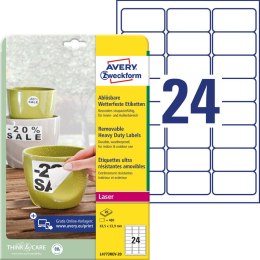 ETYKIETY A4 AVERY HEAVY DUTY 63,5*33,9mm BIAŁE (20)