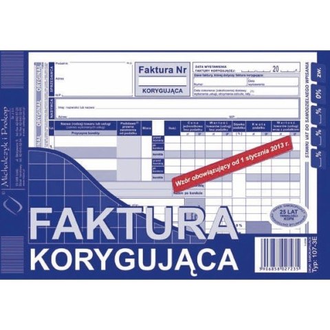 FAKTURA KORYGUJĄCA VAT A5 (O+1K)