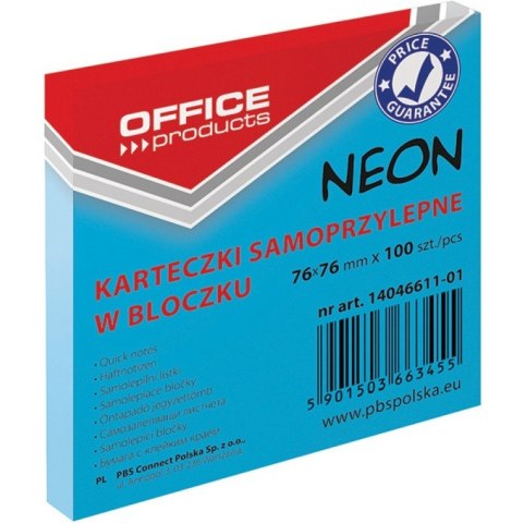 Karteczki Office Products 76x76mm niebieskie (100)