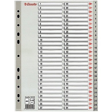 PRZEKŁADKI PP ESSELTE A4 1-54 SZARE