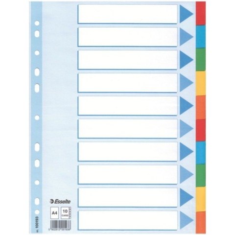 PRZEKŁADKI KARTONOWE ESSELTE A4 INDEX 10 KOLORÓW
