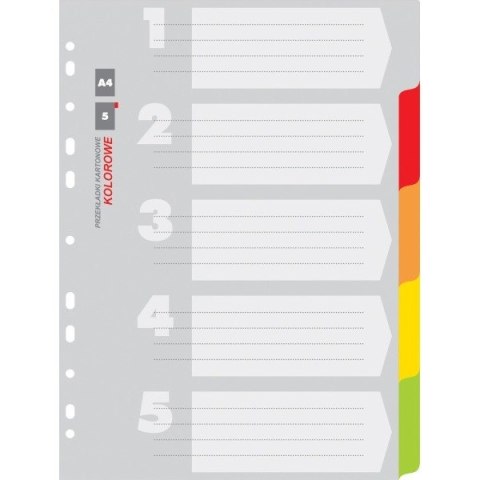 Przekładki kartonowe Office Products A4 5 kolorów