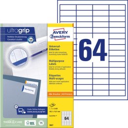 ETYKIETY A4 AVERY 48,5*16,9mm BIAŁE (100)