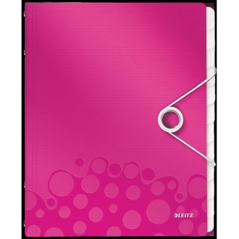 Teczka PP z gumką Leitz Wow A4 12 przekładek różowa