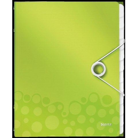 Teczka PP z gumką Leitz Wow A4 12 przekładek zielona