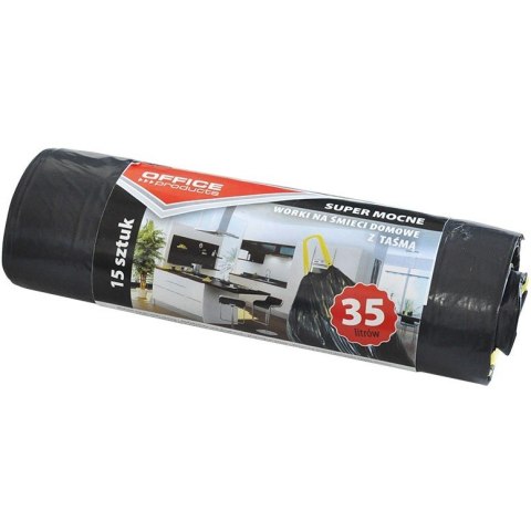 Worki na śmieci Office Products 35L LDPE z taśmą czarne (15)