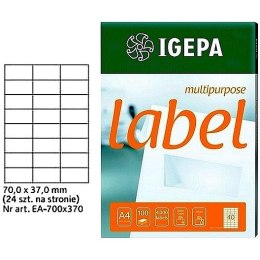 ETYKIETY A4 IGEPA 70,0*37,0mm BIAŁE (100)