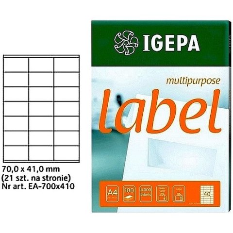 ETYKIETY A4 IGEPA 70,0*41,0mm BIAŁE (100)