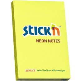 KARTECZKI STICK'N 51*76mm ŻÓŁTE NEON (100)