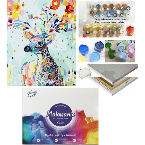 Zestaw Malowanie po numerach Ipicasso 30x40 cm Kwiecisty jeleń
