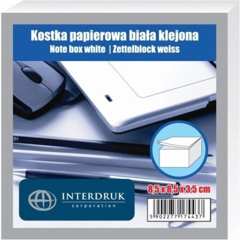 KOSTKA PAPIEROWA 85x85x35mm KLEJONA BIAŁA