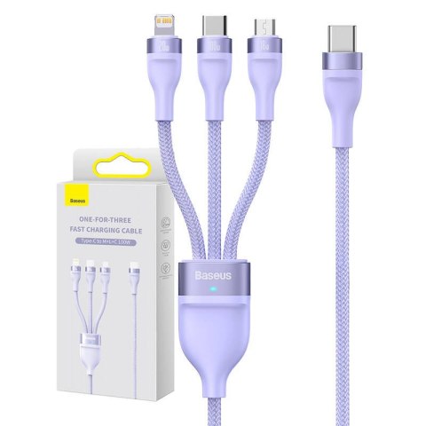 Kabel BASEUS Flash Series 2 USB-C-3w1 1.5m (fioletowy)