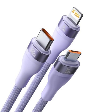 Kabel BASEUS Flash Series 2 USB-C-3w1 1.5m (fioletowy)
