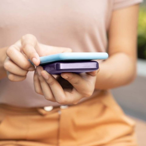 Power bank V-TAC 5000mAh fiolet magnetyczny 9mm aluminium lightning LCD szybki 20W V-TAC VT-50005-P