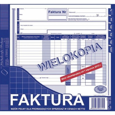 FAKTURA VAT 2/3 A4 (WIELOKOPIA)