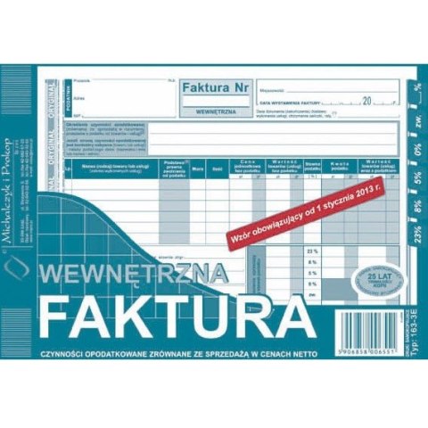 FAKTURA WEWNĘTRZNA A5 (O+1K)