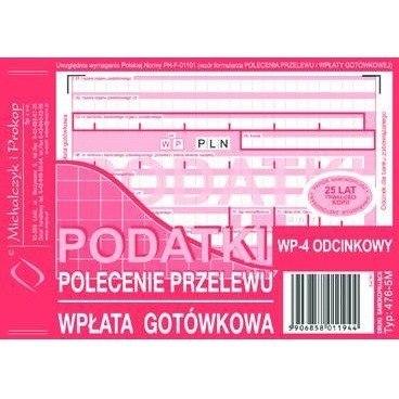 PODATKI - POLECENIE PRZELEWU/WPŁATA GOTÓWKOWA A6 (O+3K)