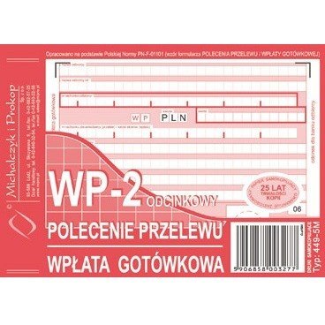 POLECENIE PRZELEWU/WPŁATA GOTÓWKOWA A6 (O+1K)
