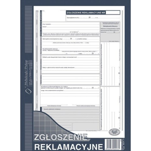 ZGŁOSZENIE REKLAMACYJNE A4 (O+2K)