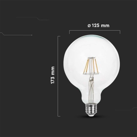 Żarówka LED 10W filament E27 kula glob G125 V-TAC VT-1979 4000K 1055lm