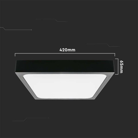 Plafon V-TAC 30W LED kwadrat IP44 42x42cm czarny VT-8630B-SQ 6500K 3000lm
