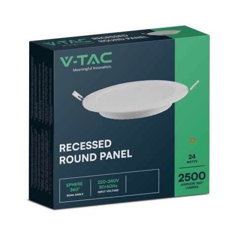 Panel LED V-TAC wpuszczany premium downlight 24W okrągły fi300 VT-61024 4000K 2640lm