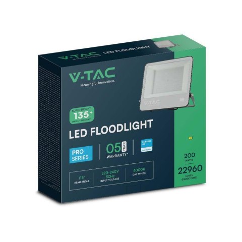Projektor LED V-TAC 200W 135Lm/W SAMSUNG CHIP czarny VT-44201 4000K 22960lm 5 lat gwarancji