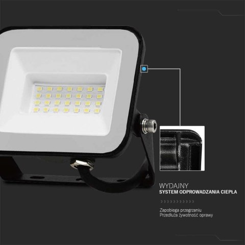 Projektor LED V-TAC 30W SAMSUNG CHIP PRO-S czarny VT-44030 4000K 2505lm 5 lat gwarancji