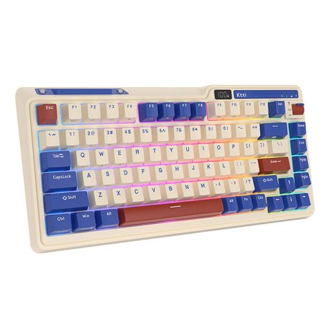 Bezprzewodowa klawiatura mechaniczna Royal Kludge KZZI K75 pro RGB, Moment Switch (retro-niebieska) (QWERTY)